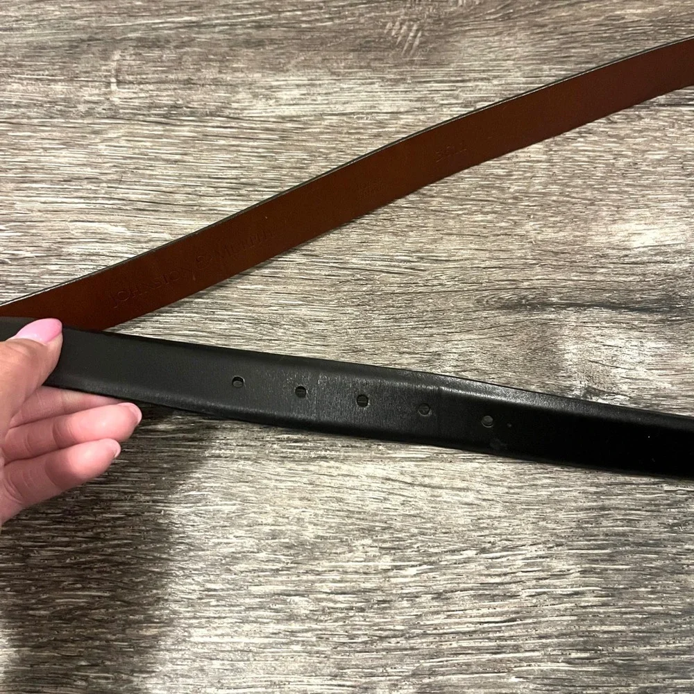 Johnston & Murphy Belt Men's 44 Black Italian Calfskin Leather